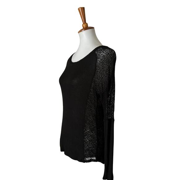 Vintage Y2K 3 Dots Semi Sheer Knit Top – Black Indie Mesh Detail, Small - Picture 4 of 5
